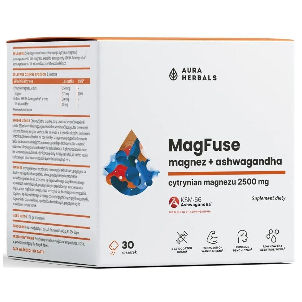 Aura Herbals MagFuse: Magnesium + Ashwagandha, Forest Fruits - 30 Sachets