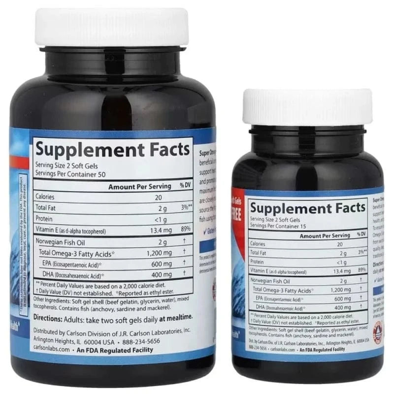 Carlson Labs Wild Caught Super Omega-3 Gems® - 100 + 30 Capsules