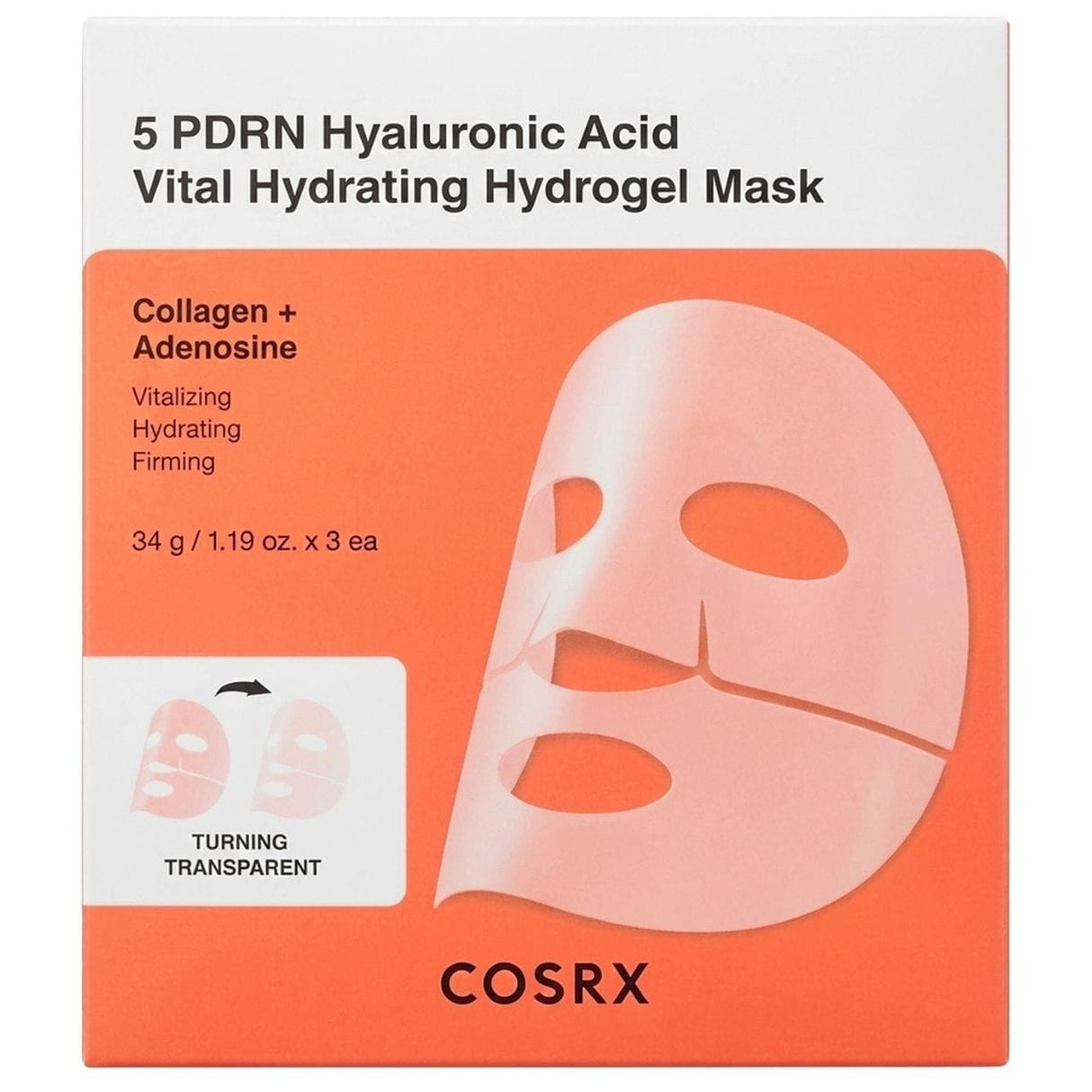 COSRX 5 PDRN Hya Acid Vital Hydrogel Sheet Mask - 3 x 34 g