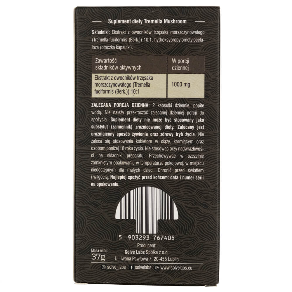 Solve Labs Tremella Mushroom Tremella Fuciformis - 60 Capsules