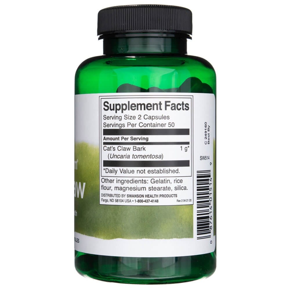Swanson Cat's Claw 500 mg - 100 Capsules