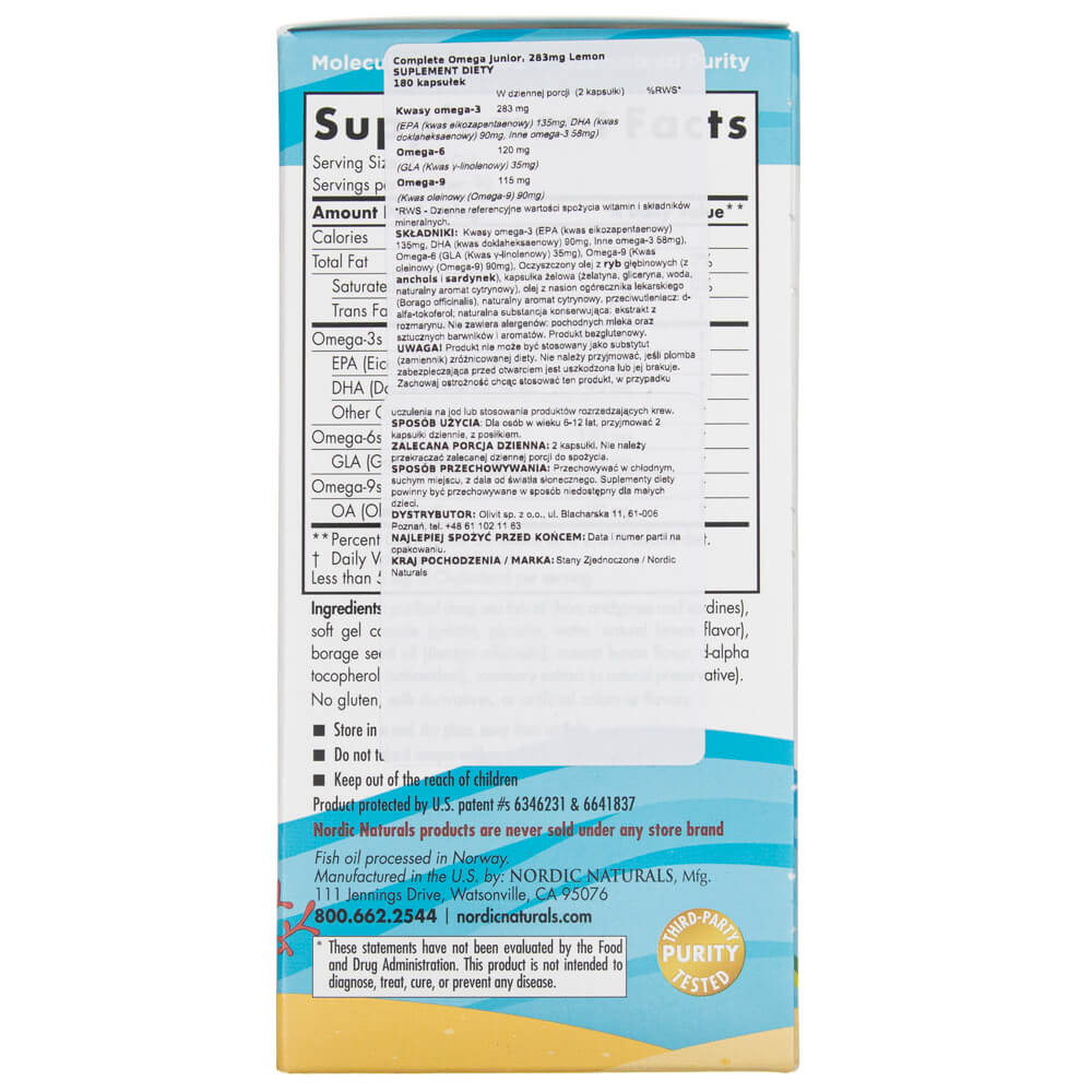 Nordic Naturals Complete Omega Junior Lemon - 180 Softgels