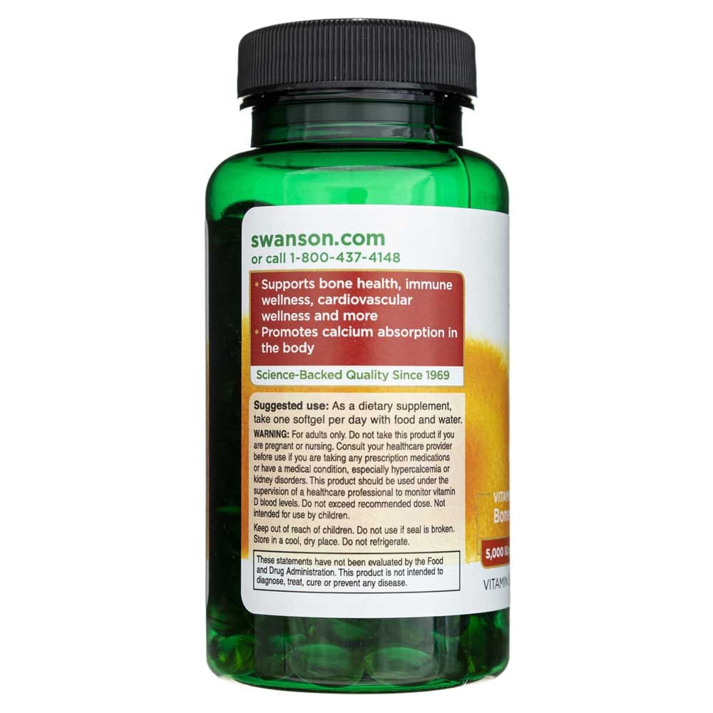Swanson Vitamin D3 5000 IU (125 mcg) - 250 Softgels