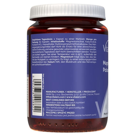 Vitaler's Magneziu 100 mg + Potasiu 150 mg + Vitamina B6 6 mg - 60 capsule