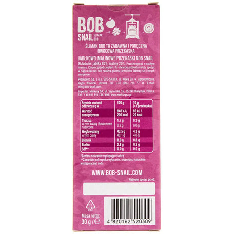 Bob Snail Apple & Raspberry Snack with No Added Sugar - 30 g