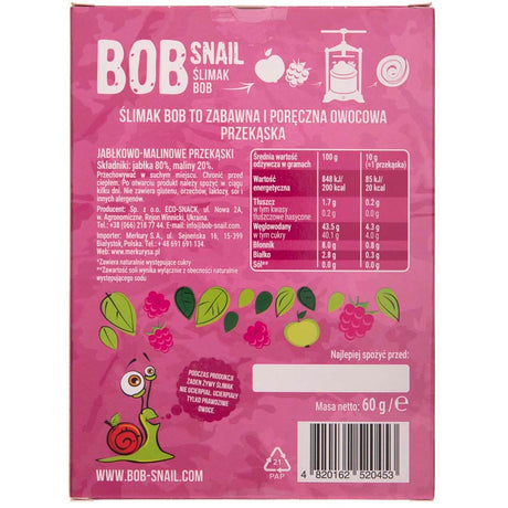 Bob Snail Apple & Raspberry Snack with No Added Sugar - 60 g