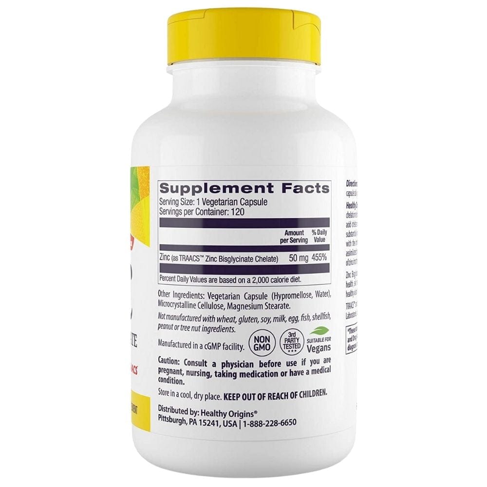Healthy Origins Zinc Bisglycinate Chelate - 120 Capsules