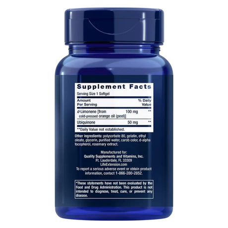 Life Extension CoQ10 100 mg with d-Limonene - 60 Capsules