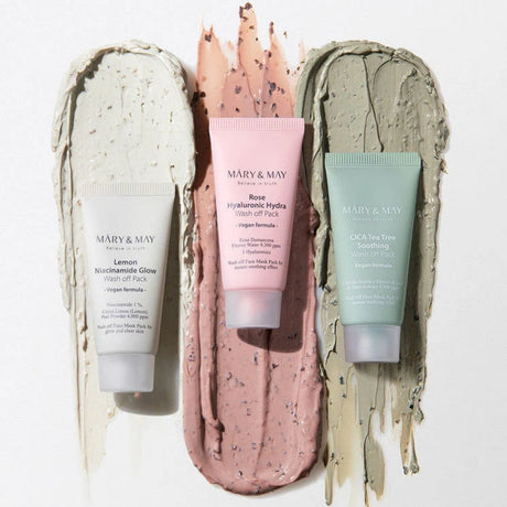 Mary&May Vegan Wash Off Face Mask Set + Brush - 5 x 30 g