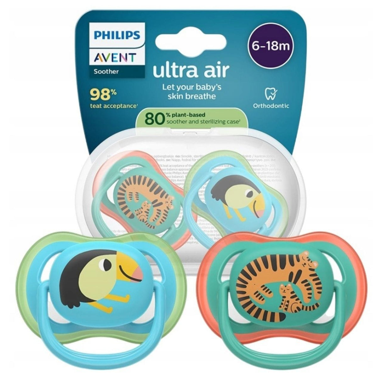 Philips Avent Ultra Air Orthodontic Soother 6-18 m - 2 Pieces