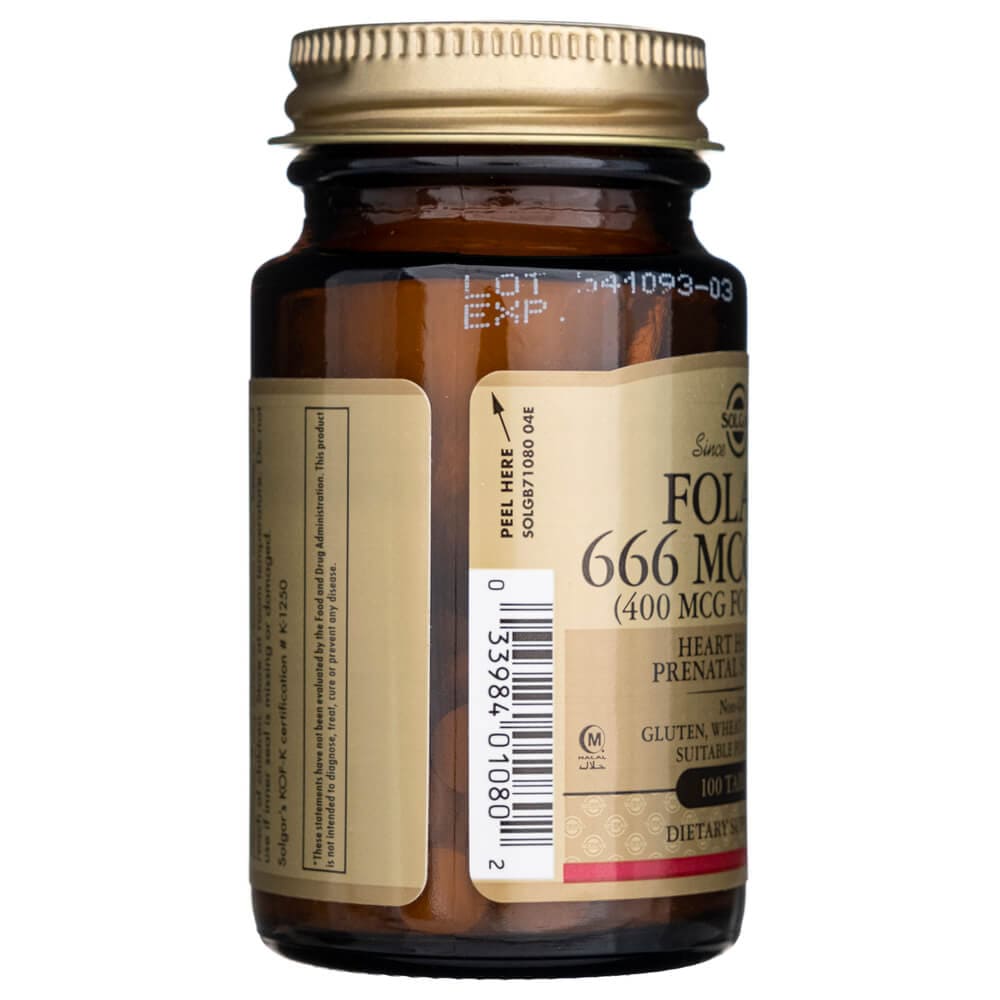 Solgar Folate 666 mcg DFE (400 mcg Folic Acid) - 100 Tablets