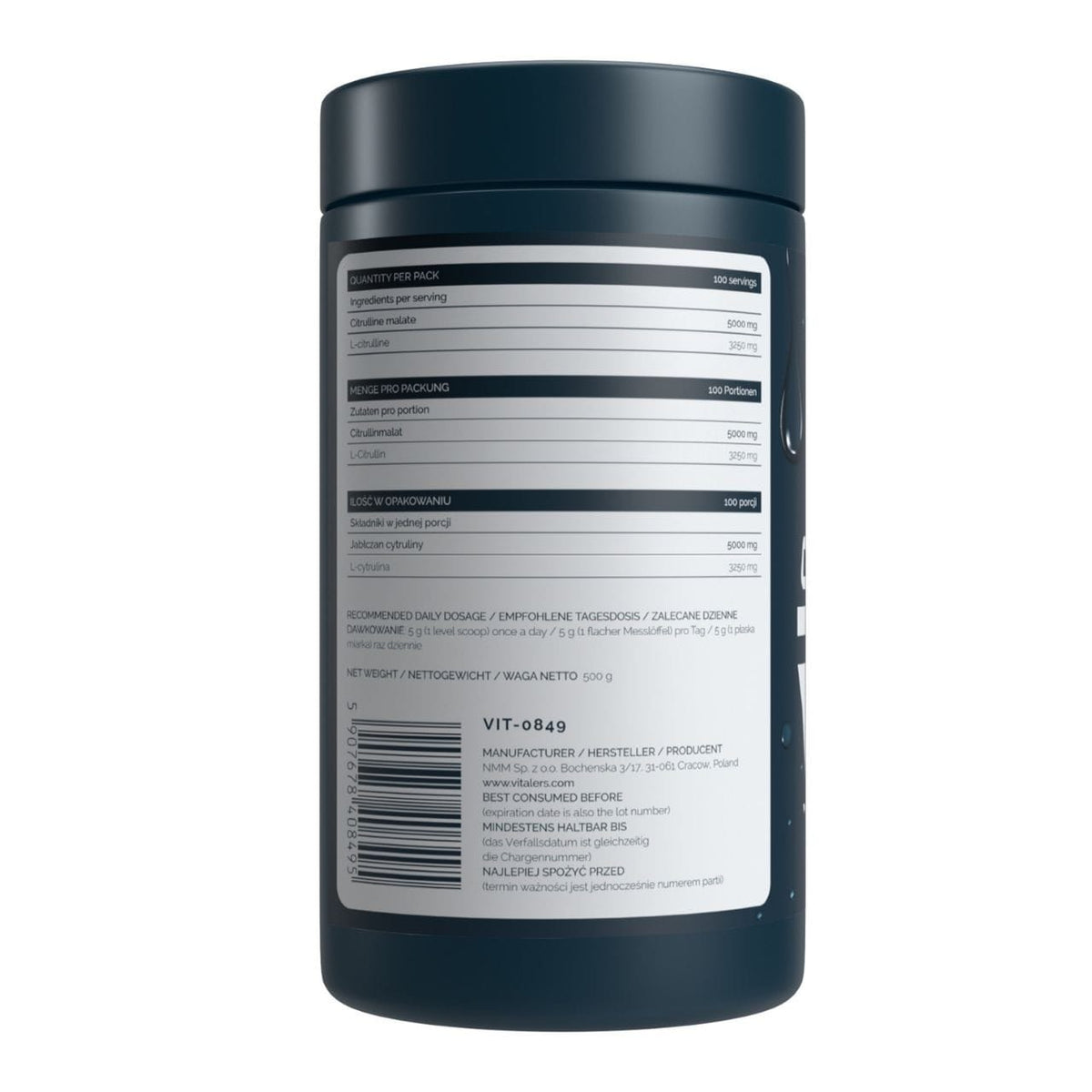 Vitaler's Sport Citrulline (L-Citrulline Malate), Powder - 500 g
