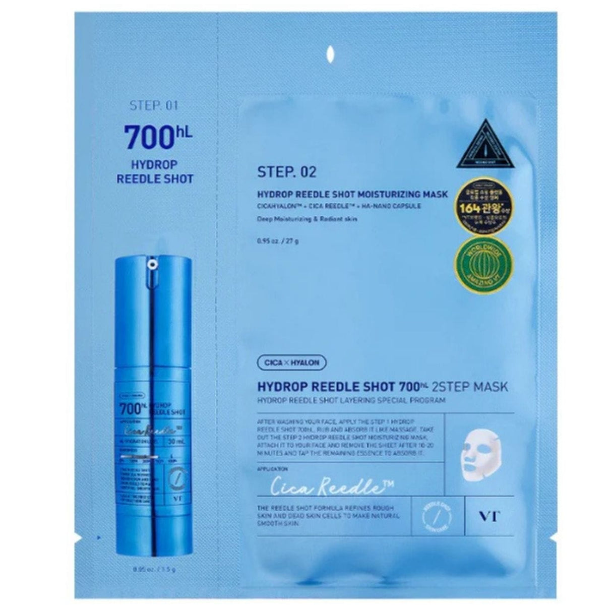 VT Cosmetics Hydrop Reedle Shot 700 2-Stage Hydrogel Mask - 1.5 g + 27 g