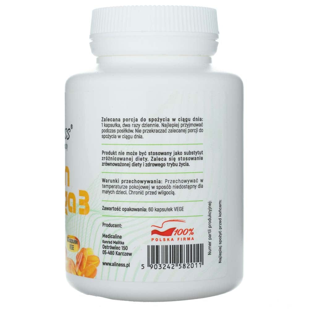 Aliness Vegan Omega 3 DHA 250 mg - 60 Veg Capsules