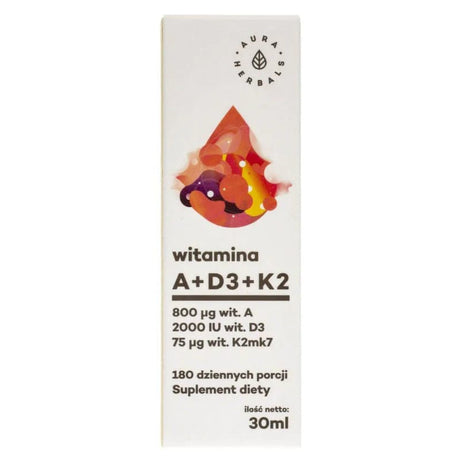 Aura Herbals Vitamin "ADK" A + D3 (2000IU) + K2MK7, drops - 30 ml