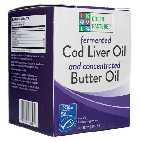 Green Pasture Fermented Cod Liver Oil And Concentrated Butter Oil Blend, Gel - 188 ml