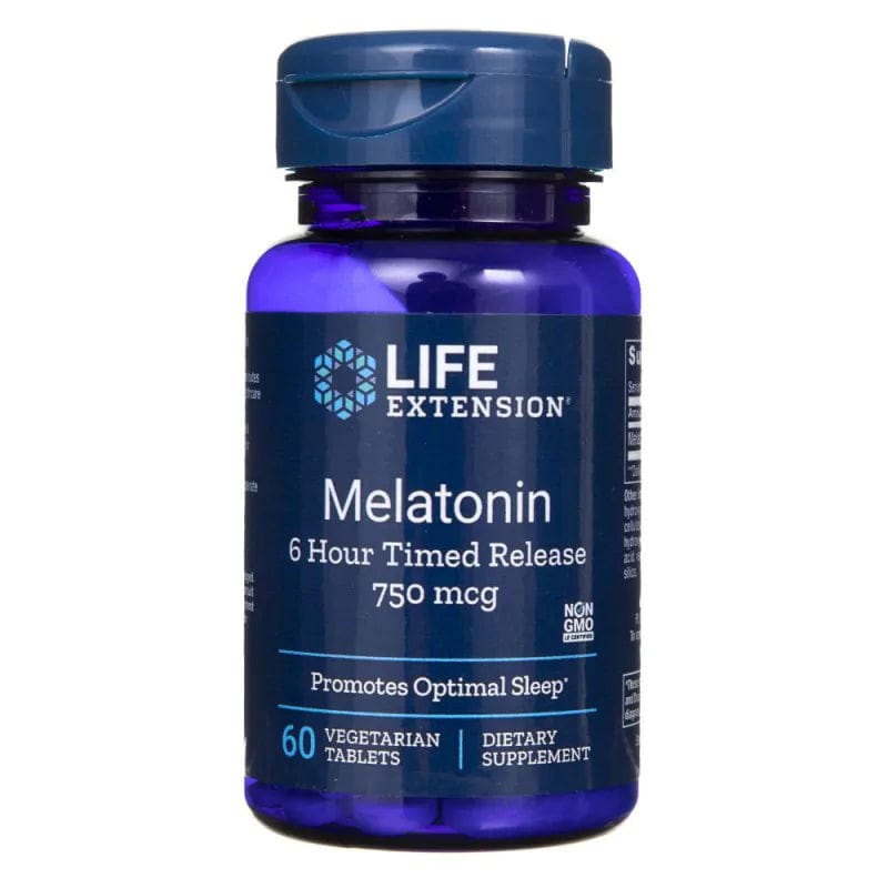 Life Extension Melatonin 6 Hour Timed Release 750 mcg - 60 Tablets