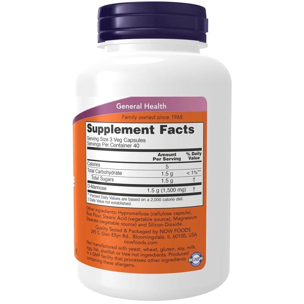 Now Foods D-Mannose 500 mg - 120 Veg Capsules