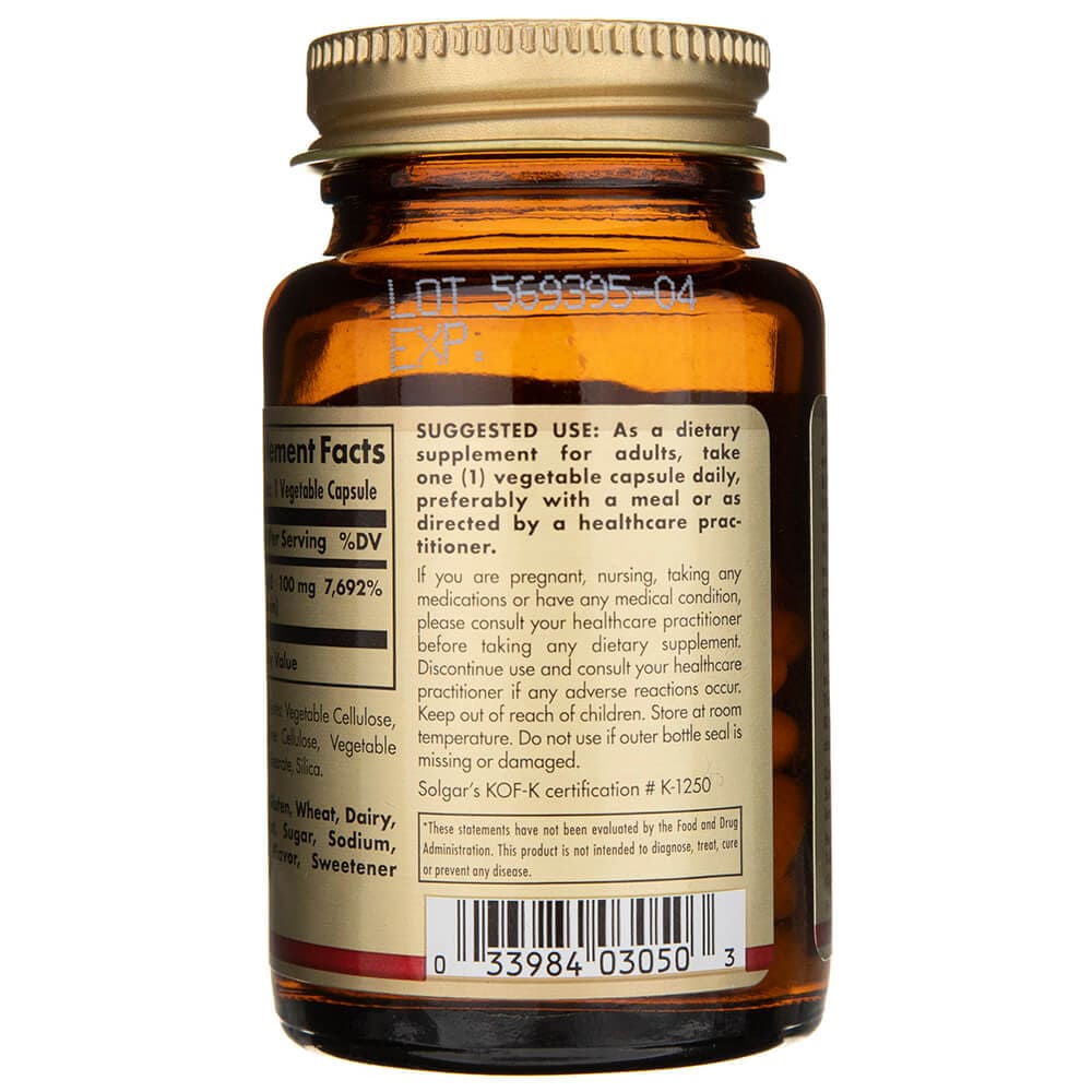 Solgar Vitamin B2 (Riboflavin) 100 mg - 100 Veg Capsules