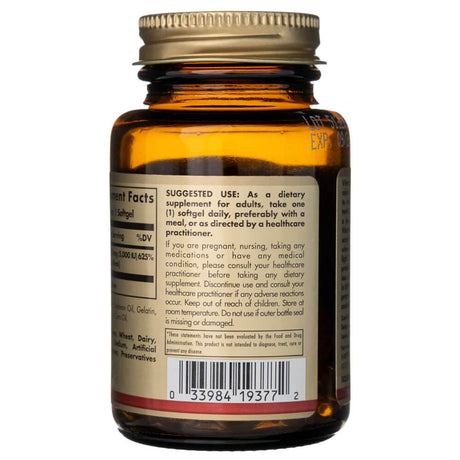 Solgar Vitamin D3 125 mcg (5000 IU) - 100 Softgels