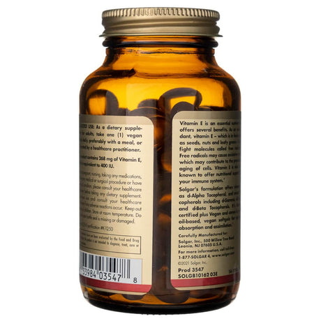 Solgar Vitamin E 268 mg (400 IU) (d-Alpha Tocopherol) - 100 Softgels